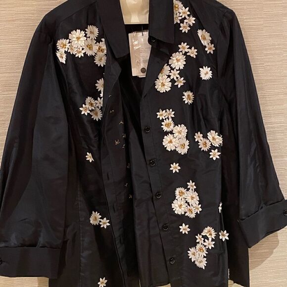 NWT -CAROLINA HERRERA Black embellished Techno fabric evening jacket- size L - Picture 1 of 12
